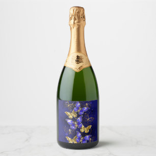Composition with Sapphire Butterflies Sparkling Wine Label