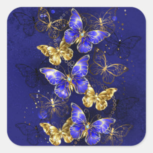 Composition with Sapphire Butterflies Square Sticker
