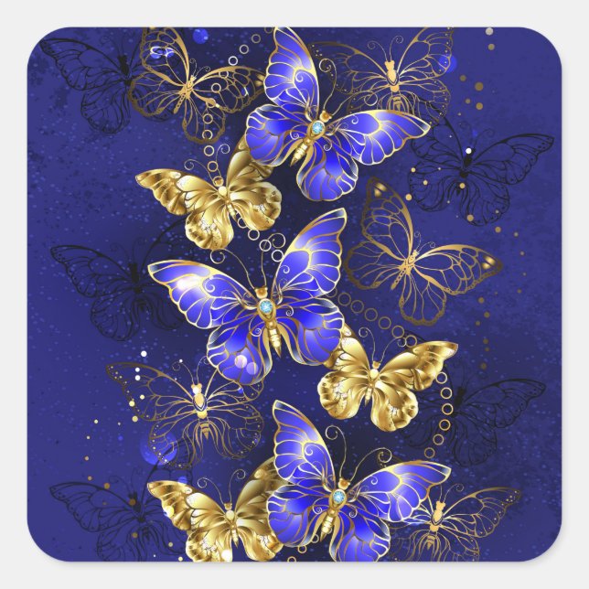 Composition with Sapphire Butterflies Square Sticker (Front)