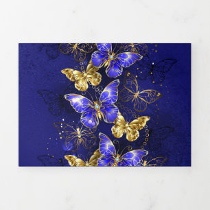 Composition with Sapphire Butterflies Tri-Fold Invitation
