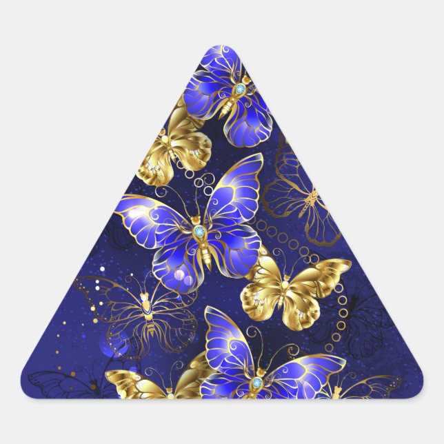 Composition with Sapphire Butterflies Triangle Sticker (Front)