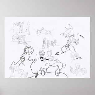 Composition with Surreal Drawings Colouring P 2 Poster