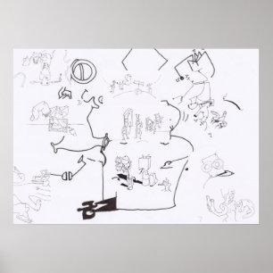 Composition with Surreal Drawings Colouring P 3 Poster