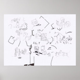 Composition with Surreal Drawings Colouring Poster