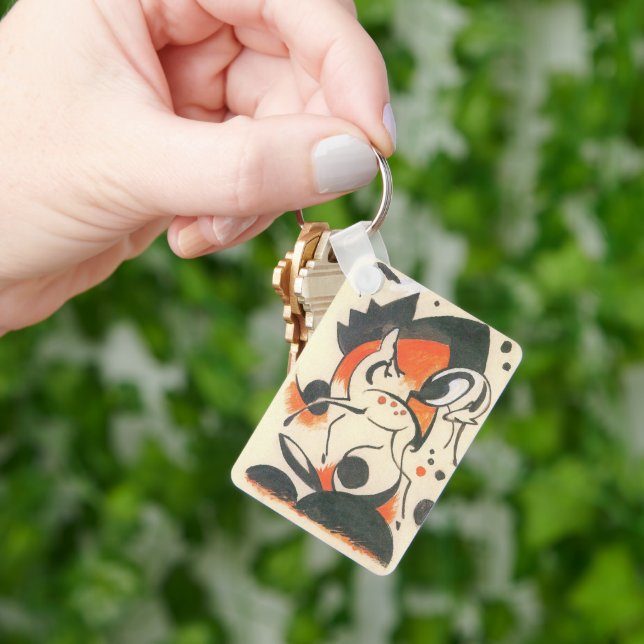 Composition with Two Deer by Franz Marc Key Ring (Hand)