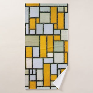 Composition Yellow and Grey, Mondrian Bath Towel
