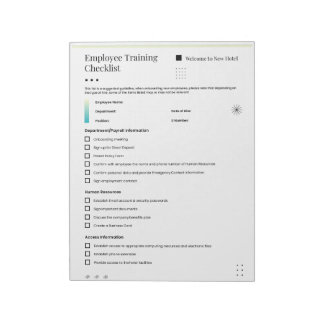  Comprehensive Employee Training Checklist for New Notepad