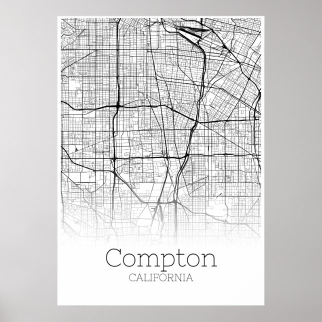 Compton Map - California - City Map Poster (Front)