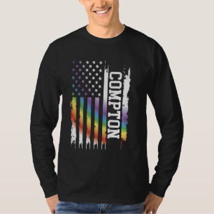 Compton United States Distressed Rainbow w US Flag T-Shirt