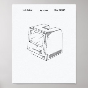 Computer 1986 Patent Art White Paper Poster
