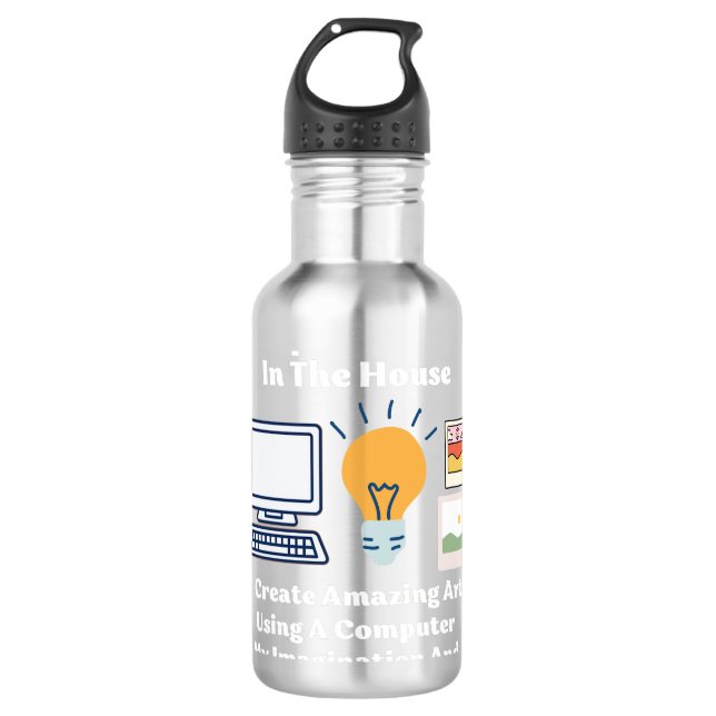 Computer artist in the house  710 ml water bottle (Front)