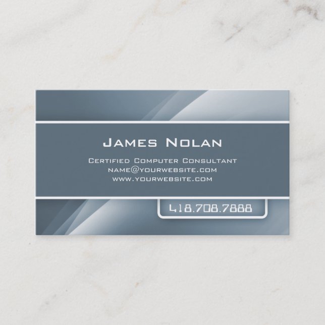 Computer Business Cards Grey Abstract Rays (Front)