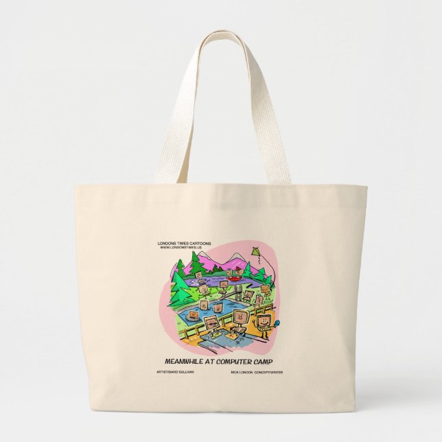 Computer Camp Funny Tees Mugs Gifts Etc. Large Tote Bag (Front)