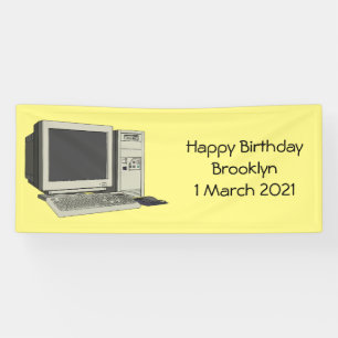 Computer cartoon illustration banner