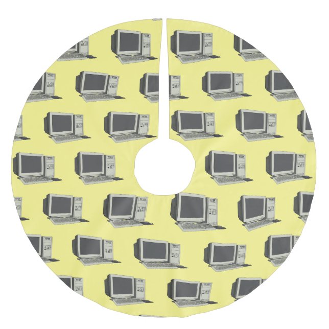 Computer cartoon illustration  brushed polyester tree skirt (Front)