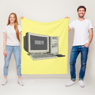Computer cartoon illustration fleece blanket