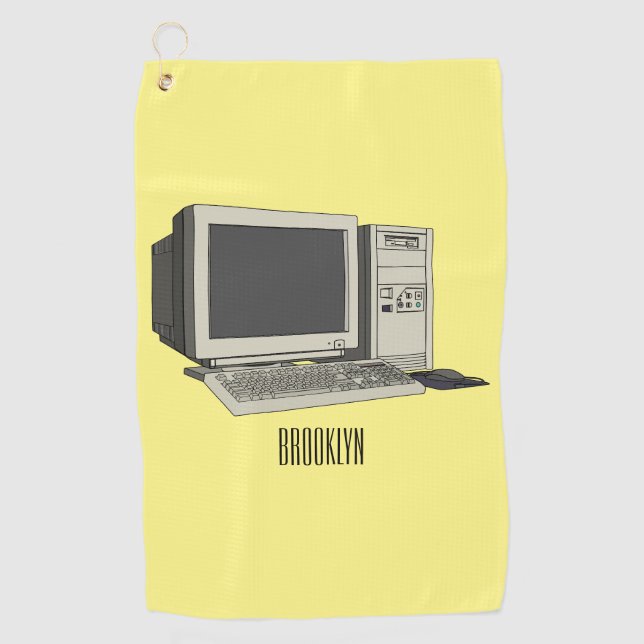 Computer cartoon illustration  golf towel (Front)