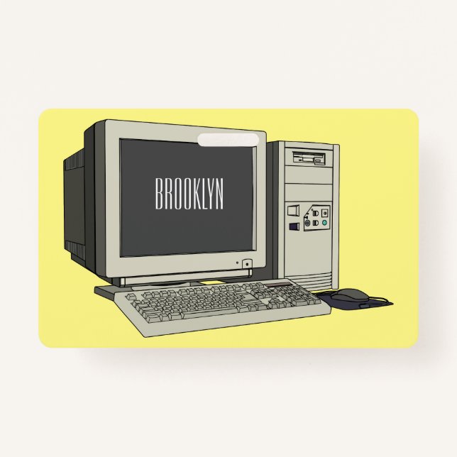 Computer cartoon illustration  ID badge (Front)