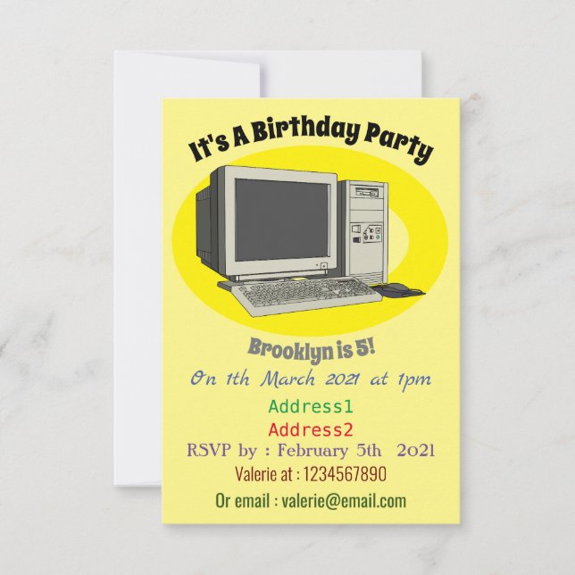 Computer cartoon illustration  invitation (Front)