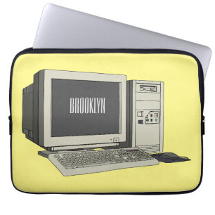 Computer cartoon illustration laptop sleeve
