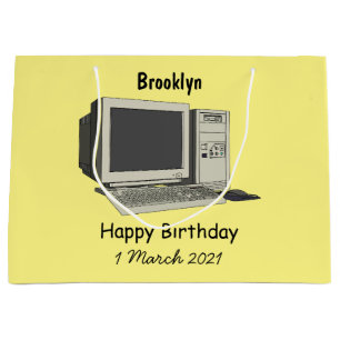 Computer cartoon illustration large gift bag