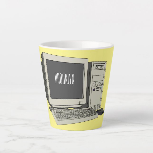 Computer cartoon illustration  latte mug (Front)