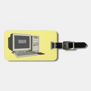 Computer cartoon illustration luggage tag