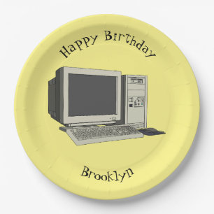 Computer cartoon illustration paper plate