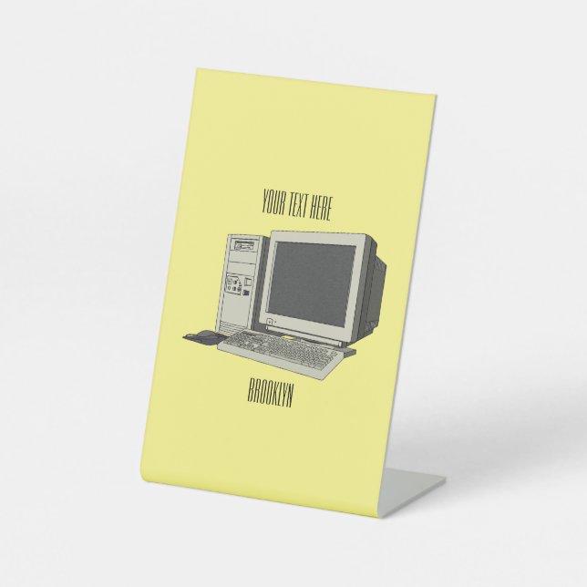 Computer cartoon illustration  pedestal sign (Front)