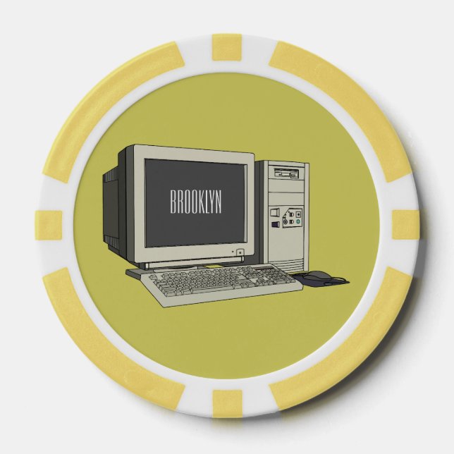 Computer cartoon illustration  poker chips (Front)