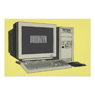 Computer cartoon illustration  poster