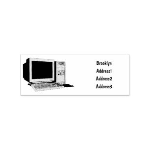 Computer cartoon illustration rubber stamp