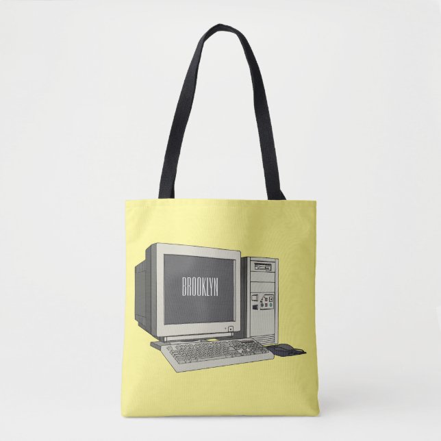 Computer cartoon illustration  tote bag (Front)