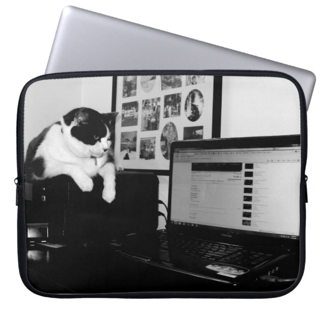 Computer Cat  Laptop Sleeve (Front)