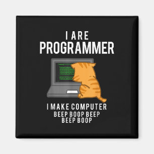 Computer Cat Programmer Funny Coder Meme Magnet