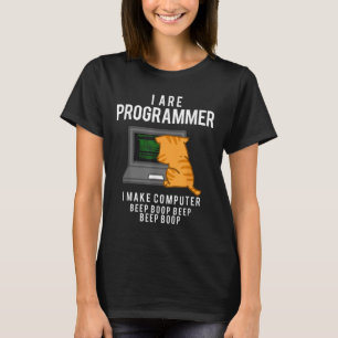 Computer Cat Programmer Funny Coder Meme T-Shirt