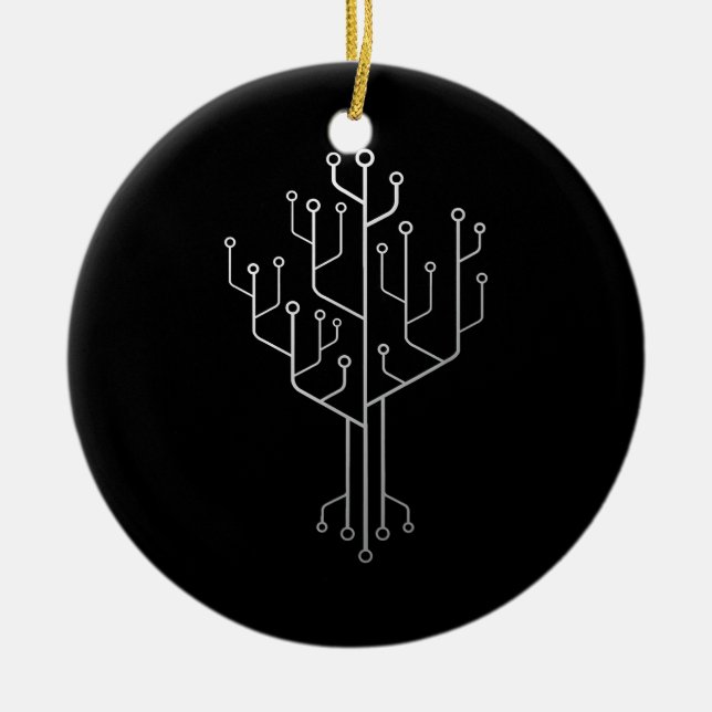 Computer Chip Tree Programmer Coder Engineer Tech Ceramic Ornament (Front)
