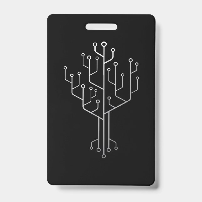 Computer Chip Tree Programmer Coder Engineer Tech ID Badge (Front)