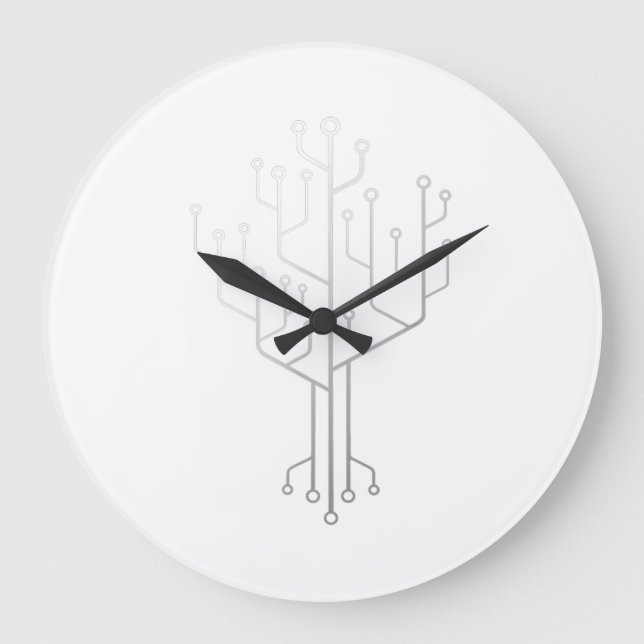 Computer Chip Tree Programmer Coder Engineer Tech Large Clock (Front)