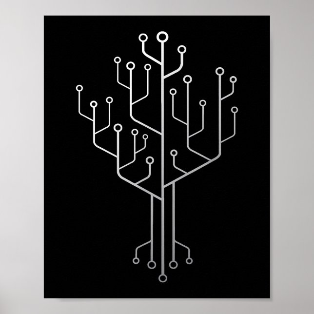 Computer Chip Tree Programmer Coder Engineer Tech Poster (Front)