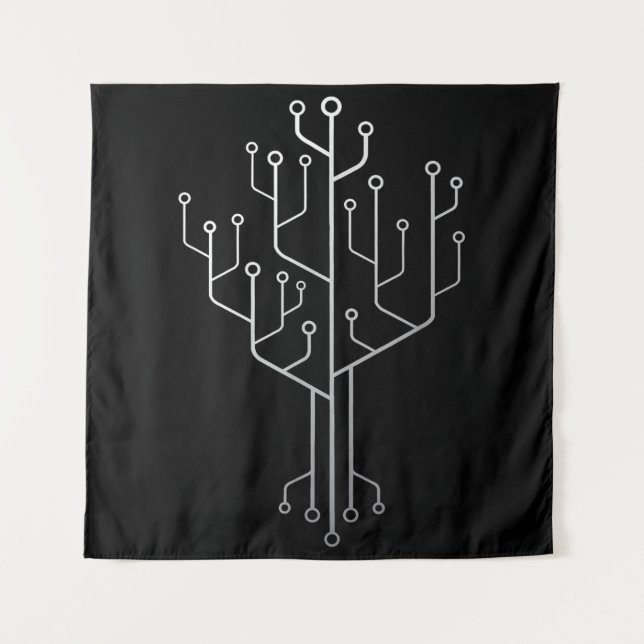 Computer Chip Tree Programmer Coder Engineer Tech Tapestry (Front)