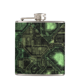 Computer circuit background hip flask