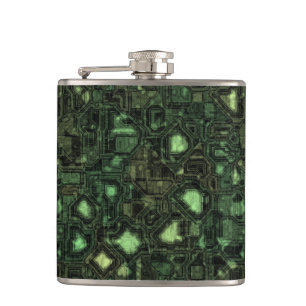 Computer circuit background hip flask