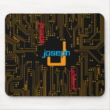 Computer Circuit Board Black Gold Monogram