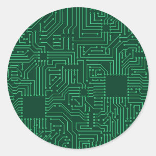 Computer circuit board classic round sticker