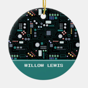 Computer Circuit Board Custom Name Ceramic Ornament