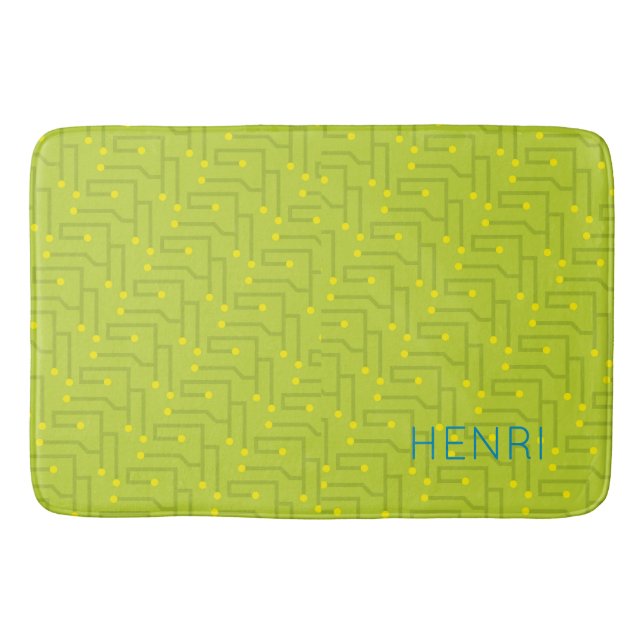 Computer Circuit Board Kids NAME Modern Colourful Bath Mat (Front)