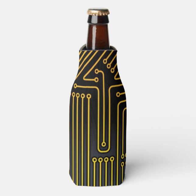 Computer circuit board pattern bottle cooler (Bottle Front)