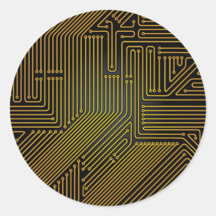 Computer circuit board pattern classic round sticker
