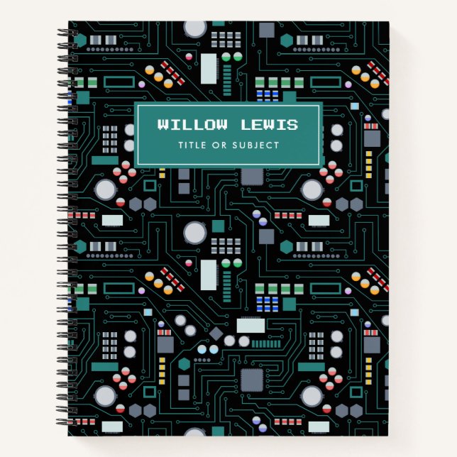 Computer Circuit Board Pattern Notebook (Front)